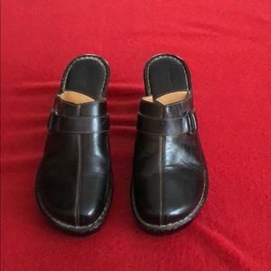Born Black Leather Clogs